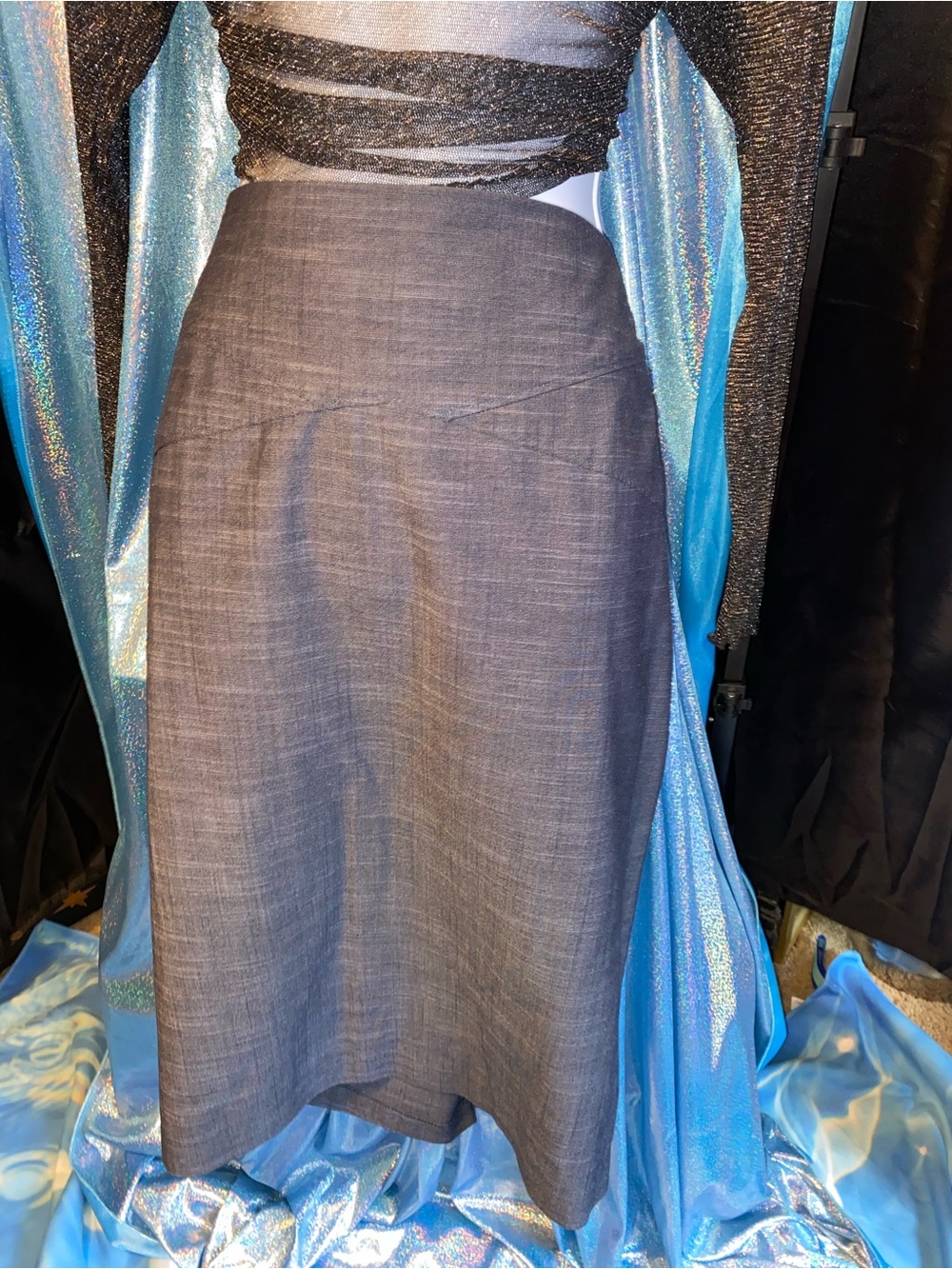 New York & Company, Classic High-Waist Blue Gray Midi Skirt